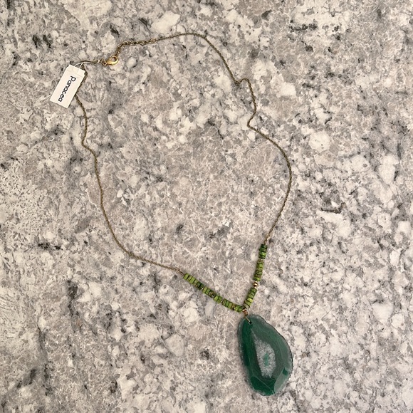 PANACEA Long Stone Pendant Necklace, Green - Picture 13 of 13